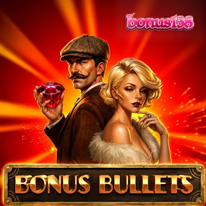 Tampilan antarmuka permainan slot Bonus Bullets dengan tema koboi yang menarik